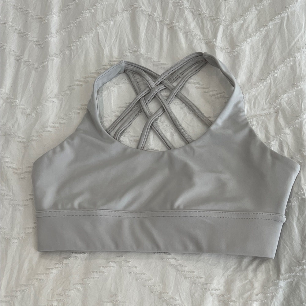Sleek Gray Sports Bra with Crisscross Back